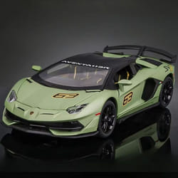 1:24 Lambo SVJ63 Simulation Model Alloy Car Model Metal Die-cast Toy Car with Light Sound Pull Back Function Super Sports Car Boy Toy Birthday - green