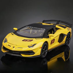 1:24 Lambo SVJ63 Simulation Model Alloy Car Model Metal Die-cast Toy Car with Light Sound Pull Back Function Super Sports Car Boy Toy Birthda - yellow