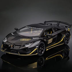 1:24 Lambo SVJ63 Simulation Model Alloy Car Model Metal Die-cast Toy Car with Light Sound Pull Back Function Super Sports Car Boy Toy Birthday - black