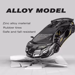 1:24 Lambo SVJ63 Simulation Model Alloy Car Model Metal Die-cast Toy Car with Light Sound Pull Back Function Super Sports Car Boy Toy Birthday - black