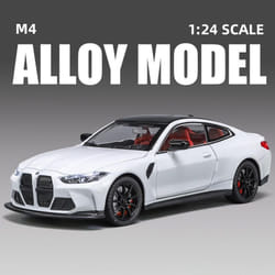 1:24 M4 G82 Coupe Die-cast Alloy Sports Car Model Toy Racing Vehicle Model Simulation Sound and Light Pull Back Shock Absorber Children's Gift - white