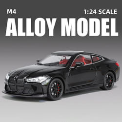 1:24 M4 G82 Coupe Die-cast Alloy Sports Car Model Toy Racing Vehicle Model Simulation Sound and Light Pull Back Shock Absorber Children's Gift - black