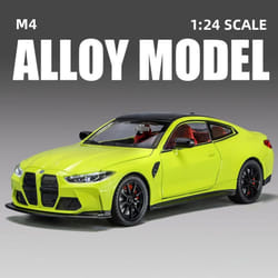 1:24 M4 G82 Coupe Die-cast Alloy Sports Car Model Toy Racing Vehicle Model Simulation Sound and Light Pull Back Shock Absorber Children's Gift - green