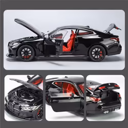 1:24 M4 G82 Coupe Die-cast Alloy Sports Car Model Toy Racing Vehicle Model Simulation Sound and Light Pull Back Shock Absorber Children's Gift - green