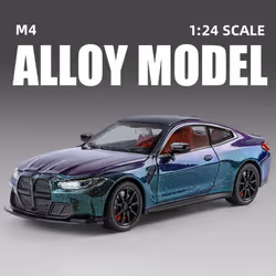 1:24 M4 G82 Coupe Die-cast Alloy Sports Car Model Toy Racing Vehicle Model Simulation Sound and Light Pull Back Shock Absorbe ...