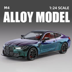1:24 M4 G82 Coupe Die-cast Alloy Sports Car Model Toy Racing Vehicle Model Simulation Sound and Light Pull Back Shock Absorber Children's Gif - purple