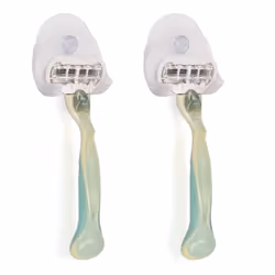 kwmobile 2x Razor Holder with Suction Cup - Self-Adhesive Shaver Wall Mount - Bathroom Organizer for Glass and Tiles - White