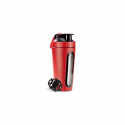 Stainless Steel Protein Shaker - 750ml Nutrition Protein Drink Bottle with Mixer Blend Ball - 0.75 Litre Protein Shaker - Red