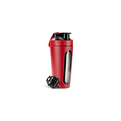 Stainless Steel Protein Shaker - 750ml Nutrition Protein Drink Bottle with Mixer Blend Ball - 0.75 Litre Protein Shaker - Red