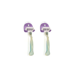 2X Razor Holder with Suction Cup - Self-Adhesive Shaver Wall Mount - Bathroom Organizer for Glass and Tiles - Lavender/Transparent