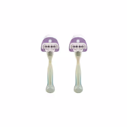 2X Razor Holder with Suction Cup - Self-Adhesive Shaver Wall Mount - Bathroom Organizer for Glass and Tiles - Lavender/Transparent