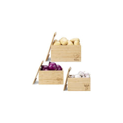 Bamboo Stackable Potato Onion & Garlic Storage, Set of 3 - Vegetable Storage Crates For The Home And Kitchen - Storage Boxes For Vegetables