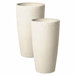 Set of 2 Plant Pots ABDERA Stone 23 cm Light Beige