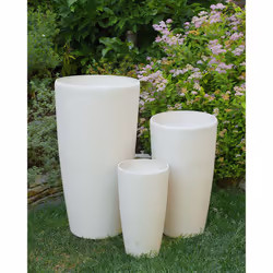 Set of 2 Plant Pots ABDERA Stone 23 cm Light Beige