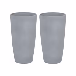 Set of 2 Plant Pots Stone 23 x 23 x 43 cm Grey ABDERA