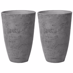 Set of 2 Plant Pots 51 x 51 x 71 cm Grey CAMIA