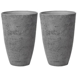Set of 2 Plant Pots 51 x 51 x 71 cm Grey CAMIA
