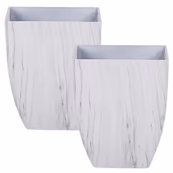 Set of 2 Plant Pots MIRO Stone 28 cm White