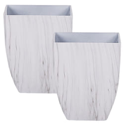 Set of 2 Plant Pots MIRO Stone 28 cm White