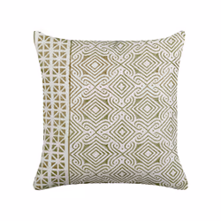 Cotton Cushion Oriental Pattern 45x45 cm Green and White LARICS