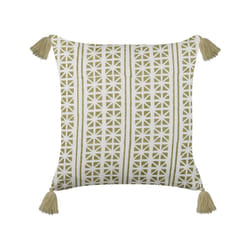Cotton Cushion Geometric Pattern 45x45 cm Green and White SYRINGA