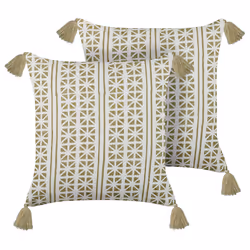 Set of 2 Decorative Cushions SYRINGA Cotton 45 x 45 cm Green Geometric Pattern