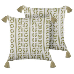 Set of 2 Decorative Cushions SYRINGA Cotton 45 x 45 cm Green Geometric Pattern