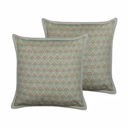 Set of 2 Cotton Cushions Leaf Pattern 45 x 45 cm Green PICTUS