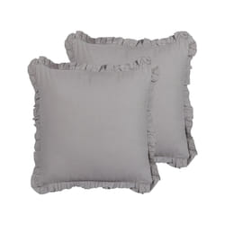 Set of 2 Linen Cushions 45 x 45 cm Grey GLABRA