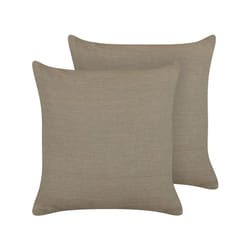 Set of 2 Linen Cushions 45 x 45 cm Taupe SAGINA