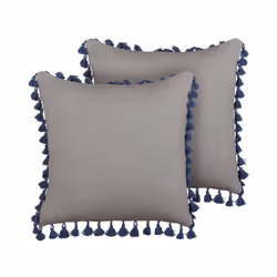 Set of 2 Cushions with Tassels 45 x 45 cm Grey CARPINUS