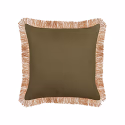 Velvet Fringed Cushion with Flower Pattern 45 x 45 cm Blue and Orange MITELLA