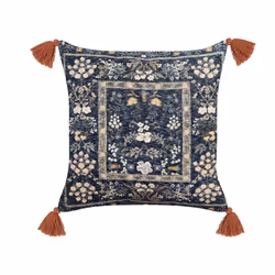 Velvet Cushion Floral Pattern with Tassels 45 x 45 cm Multicolour PANAX