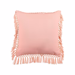 Velvet Cushion Flower Pattern with Tassels 45 x 45 cm Blue and Pink PARROTIA