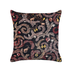 Velvet Cushion with Botanical Pattern 45 x 45 cm Black and Pink RICINUS