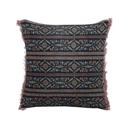 Velvet Fringed Cushion with Flower Pattern 45 x 45 cm Multicolour RUTA