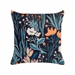 Set of 2 Velvet Cushions with Flower Pattern 45 x 45 cm Black and Green OSMUNDA