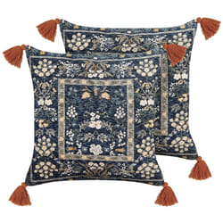 Set of 2 Decorative Cushions PANAX Velvet 45 x 45 cm Multicolour Floral Pattern