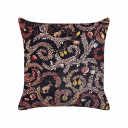 Set of 2 Velvet Cushions with Botanical Pattern 45 x 45 cm Black and Pink RICINUS