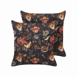 Set of 2 Velvet Cushions with Flower Pattern 45 x 45 cm Multicolour RAMONDA