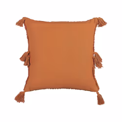 Tufted Cotton Cushion with Tassels 45 x 45 cm Orange AVIUM