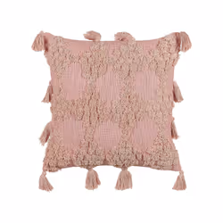 Tufted Cotton Cushion with Tassels 45 x 45 cm Pink TORENIA