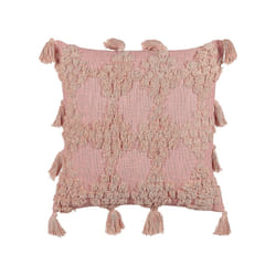 Tufted Cotton Cushion with Tassels 45 x 45 cm Pink TORENIA