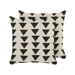 Set of 2 Cotton Cushions Triangle Pattern 45 x 45 cm Beige and Black CERCIS