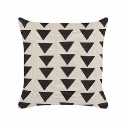 Set of 2 Cotton Cushions Triangle Pattern 45 x 45 cm Beige and Black CERCIS