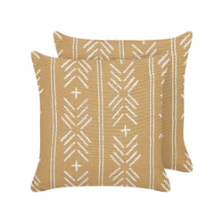 Set of 2 Cotton Cushions Geometric Pattern  45 x 45 cm Beige and White BANYAN