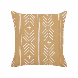 Set of 2 Cotton Cushions Geometric Pattern  45 x 45 cm Beige and White BANYAN