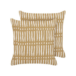 Set of 2 Cotton Cushions Striped 45 x 45 cm Beige and White SALIX