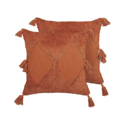 Set of 2 Tufted Cotton Cushions with Tassels 45 x 45 cm Orange AVIUM