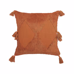 Set of 2 Tufted Cotton Cushions with Tassels 45 x 45 cm Orange AVIUM
